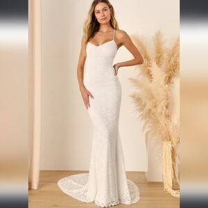 Lulus Perfectly Beloved White Lace Sleeveless Lace-Up Maxi Dress